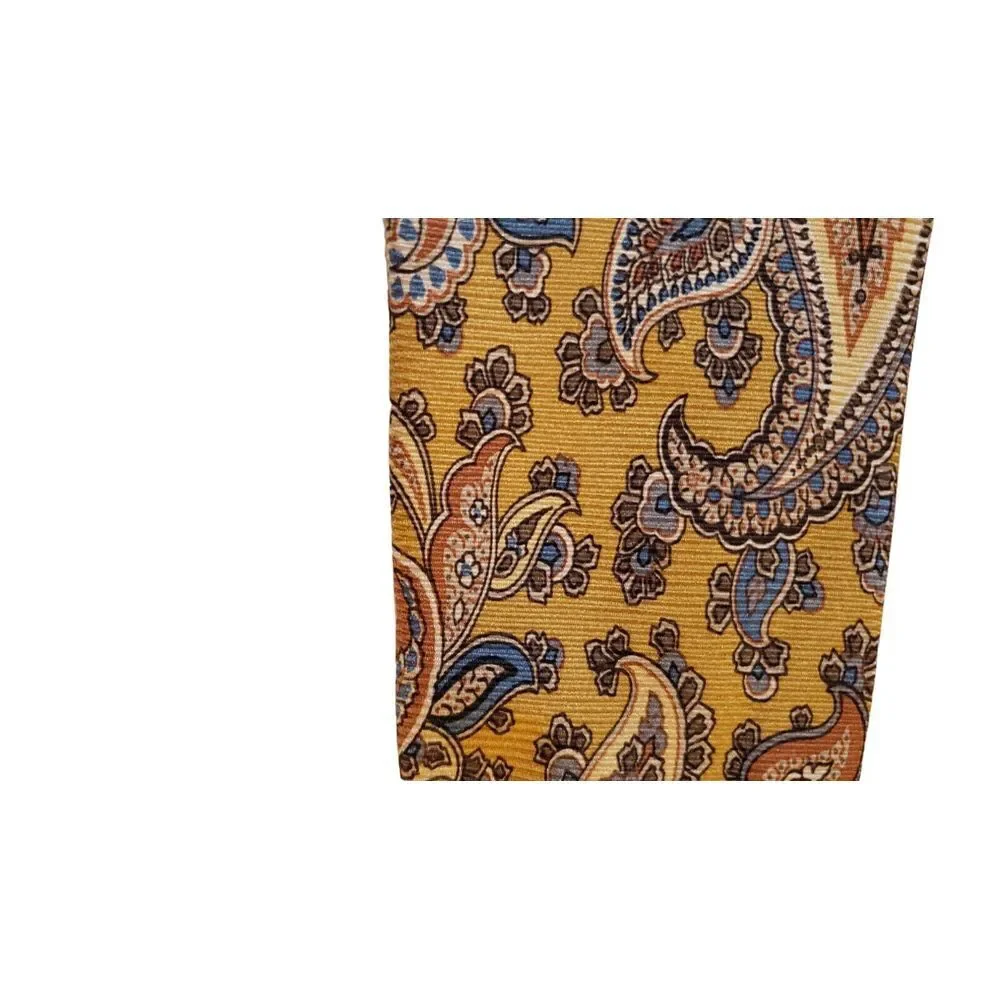 JOS. A.‎ BANK Signature Collection 100% Silk Tie Made in Italy Mustard Paisley